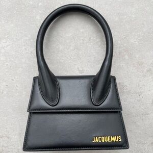 Jacquemus Black ‘The Medium Chiquito’ Top-Handle Bag with Gold Logo